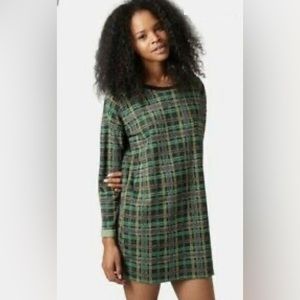 LAST CHANCE! 🎈TOPSHOP Green Tartan Plaid Mini Dress/Tunic Size 2